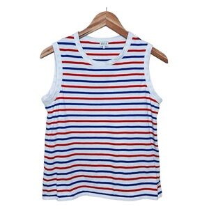 KULE Cotton Striped Tank Top Size Small White Red Blue Classic Americana